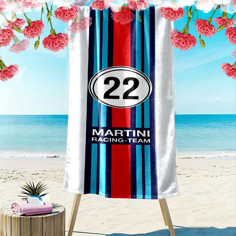 Martini Racing Print Beach Towel, Large Soft Quick Dry Towel for Beach Camping Swimming