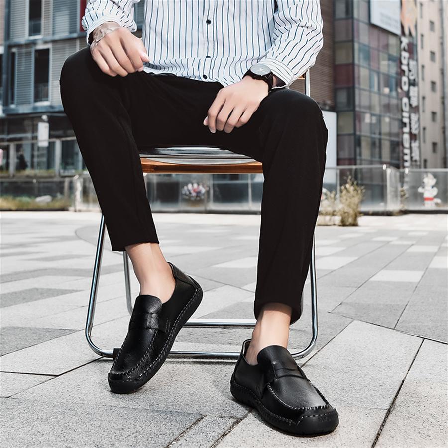 Fashion Classic Loafers New Men's Leather Lazy Shoes Driving Flat Bottom Casual Foreign Trade Single Shoes Women's Rubber Outdoor