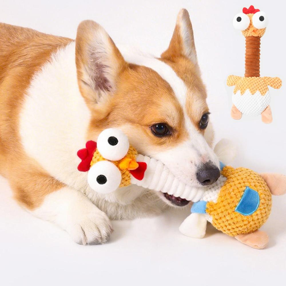Plush Chicken Dog Toy with Squeaker, for Small and Medium Dogs, Multicolor Tug and Fetch Chew Rooster Toy