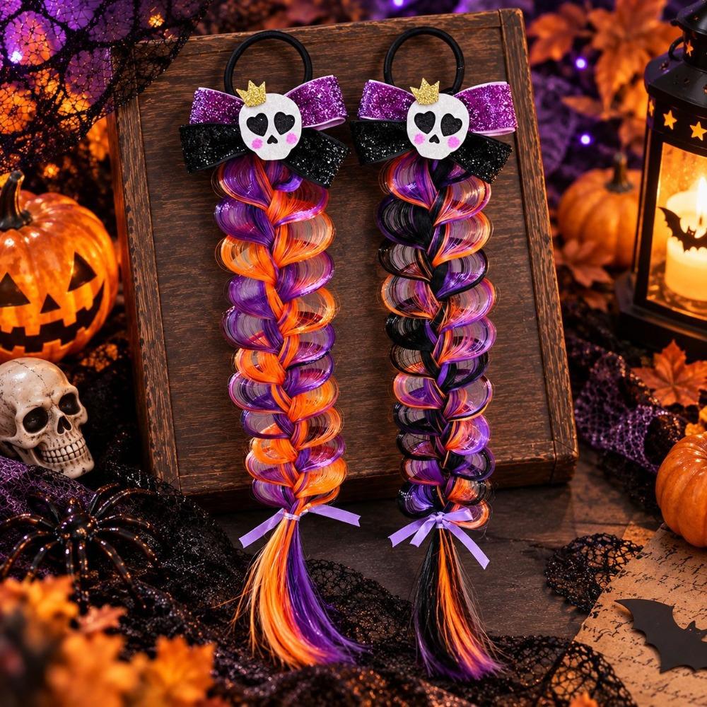 2Pcs Butterfly Halloween Fashion Hair Ties Spooky Cute Hair Additions Ponytail Hair Bands  Gift
