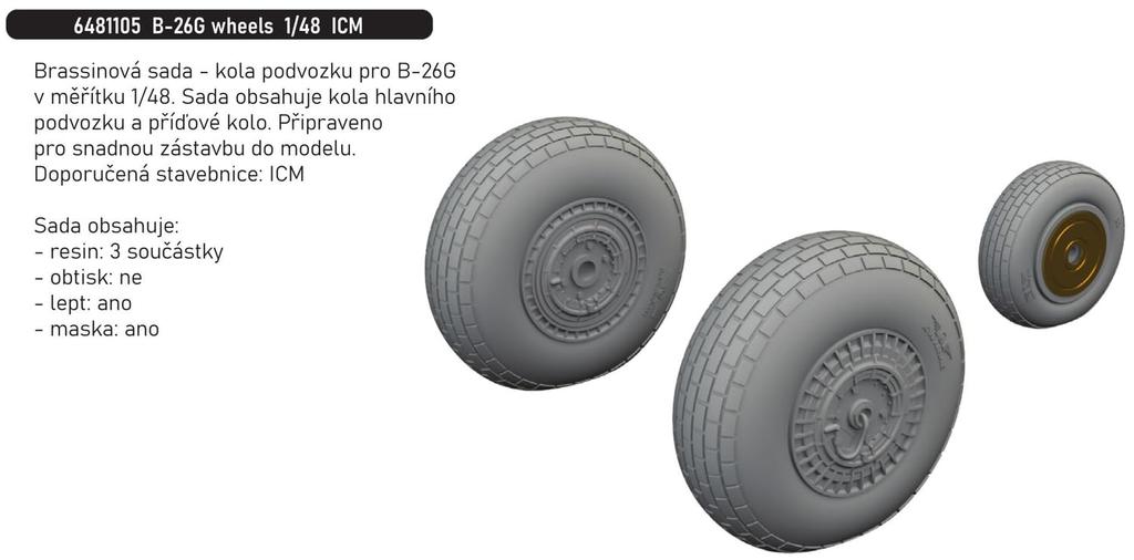 Eduard Marauder Wheel Plastic Model Parts EDU6481105 1/48 B-26G (for ICM) (Airplane)