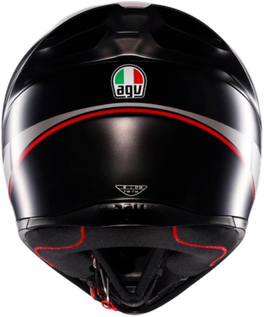 AGV K1 S Full Face Motorcycle LAP MATT XL Helmet, BLACK/GREY/RED, (61-62cm), 18394007034-XL