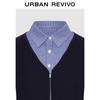 UR Women's Preppy Polo Collar Double Zipper Knit Cardigan