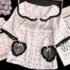 Polka Dot Lace Sweet Wind Women's Ice Silk Pajamas Spring and Summer Lace Exquisite Short-sleeved Comfortable Loungewear Set