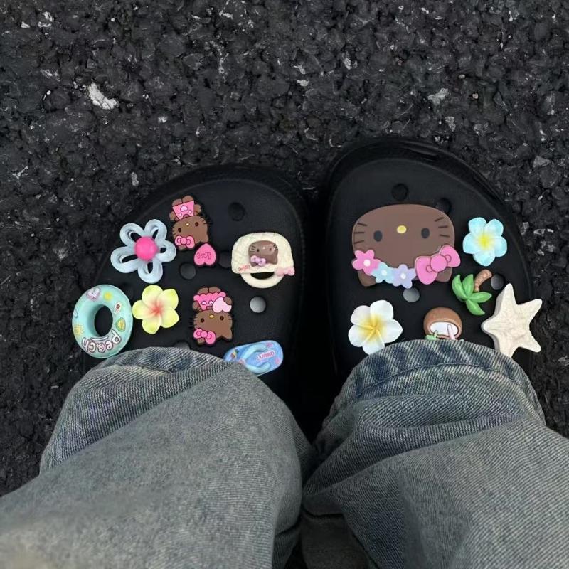 13Pcs Japanese Charm Sexy Bikini Hello Kitty Shoe Flower Accessorie Hawaii Swimming Ring Hello Kitty Shoe Flower Decoration Gift