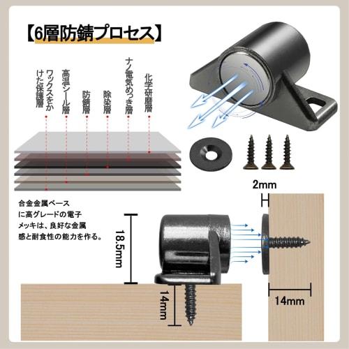 WHECHE Magnetic Catches, Strong Magnetic Latch, Small Zinc Alloy Door Stop with Screws, Gunmetal Color, for Closets, Furniture Doors, Cupboards, and D