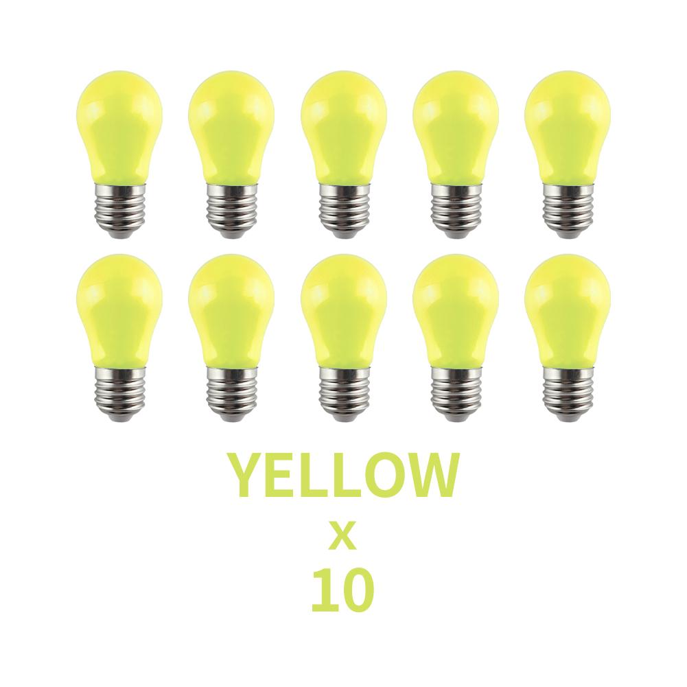 10 Adet Renkli E27 LED Ampul 220V 2W A45 Lamba Kırmızı Mavi Beyaz Sarı Pembe PC Dış Mekan Kamp Dekorasyonu Festival Renkli Ampul Lamba