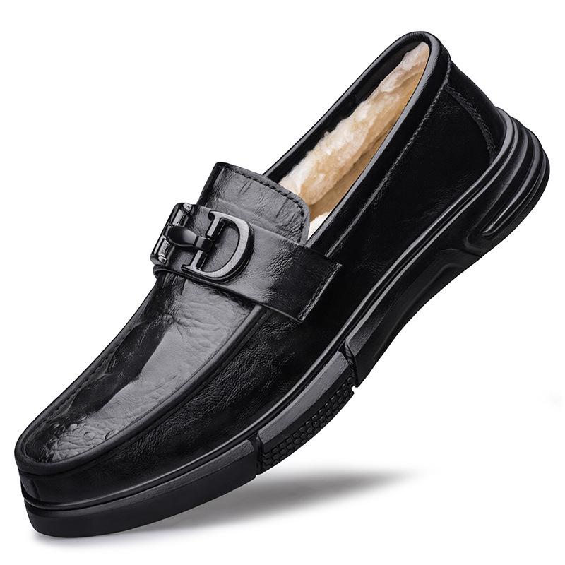 Men s Crocodile Pattern Leather Loafers - Soft Sole Slip-on Casual/Business Style Size 45