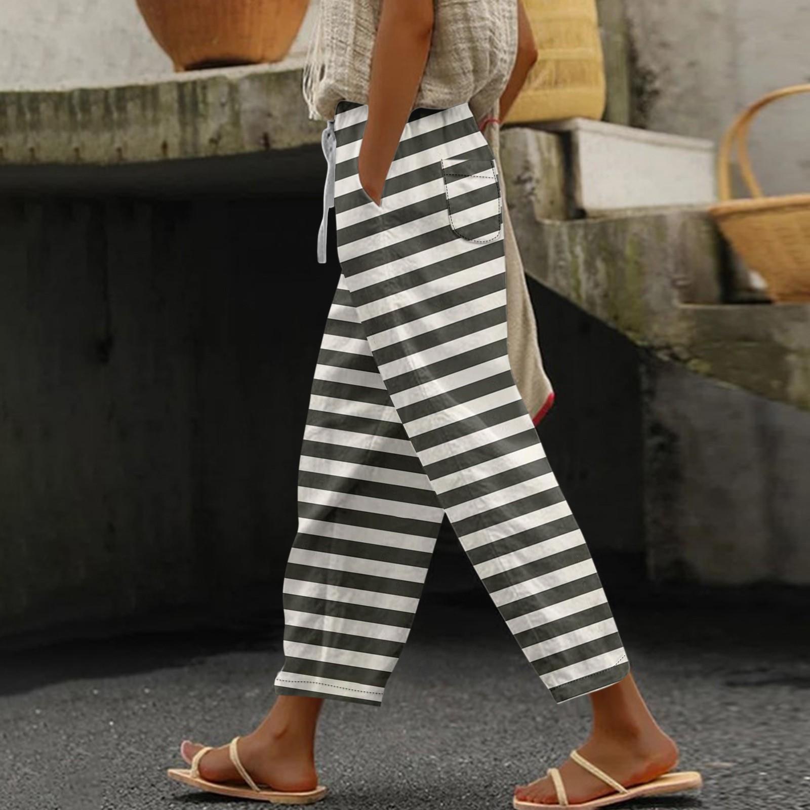 

Женские повседневные модные эластичные повседневные брюки с цветочным принтом XL белый