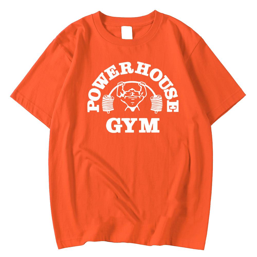 Powerhouse Gym Print Cotton T-shirt Men Women Sportswear Oversized Tshirt Short Sleeve Tee Summer Fitness T Shirts Clothes Tops