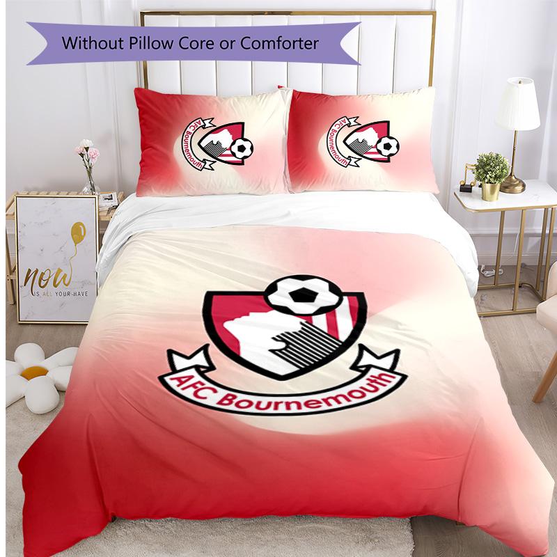 Set Lenzuola Stampato Calcio Bournemouth 3 Pezzi, Comodo Set Copripiumino per Camera da Letto Amico della Pelle