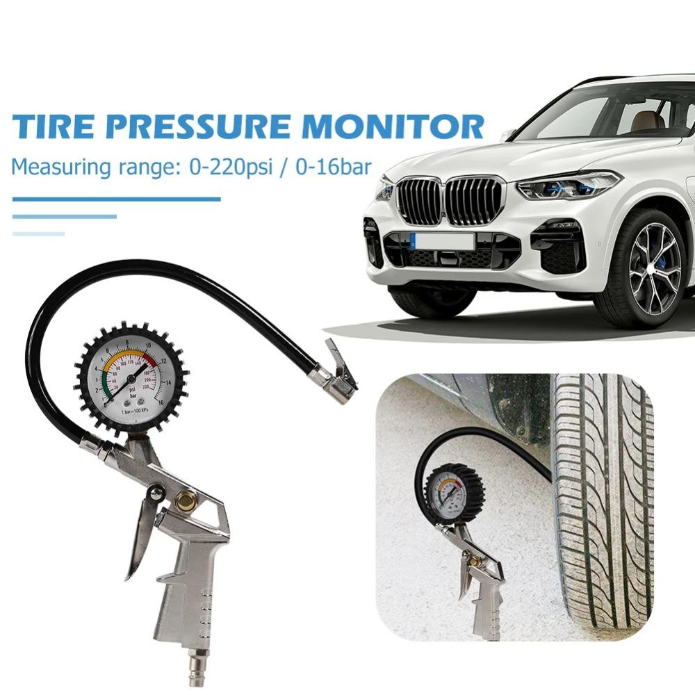 0-220PSI Car Motorcycle Multifunctional Tire Air Pressure Monitoring Gauge Tester Air Compressor Dial Meter Inflator Pump Tools