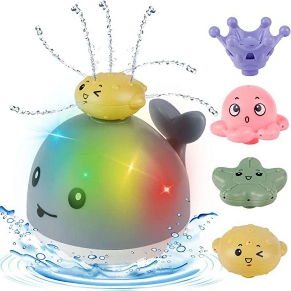 

Colorful Water Spray Bath Toy Whale Shape Electric Luminous Water Jet Ball Swimming Pool Toy White-Bath Toys
