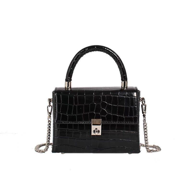 Handbag chain bag crocodile pattern small square bag summer fashion small bag women's shoulder messenger bag fresh and sweet