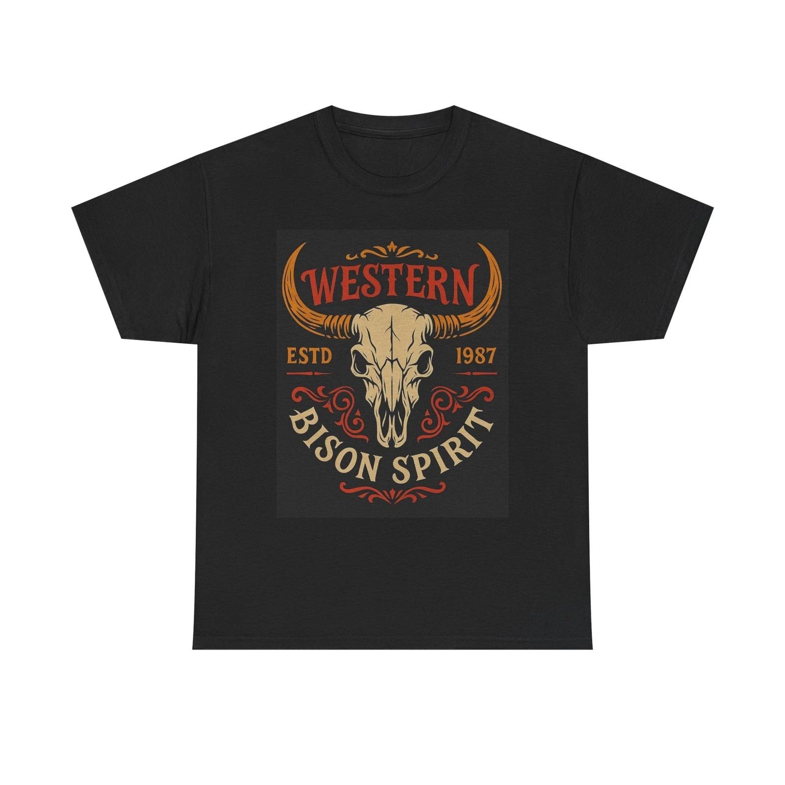 Western Bison Spirit Graphic T Shirt Unisex Heavy Cotton Tee 3XL