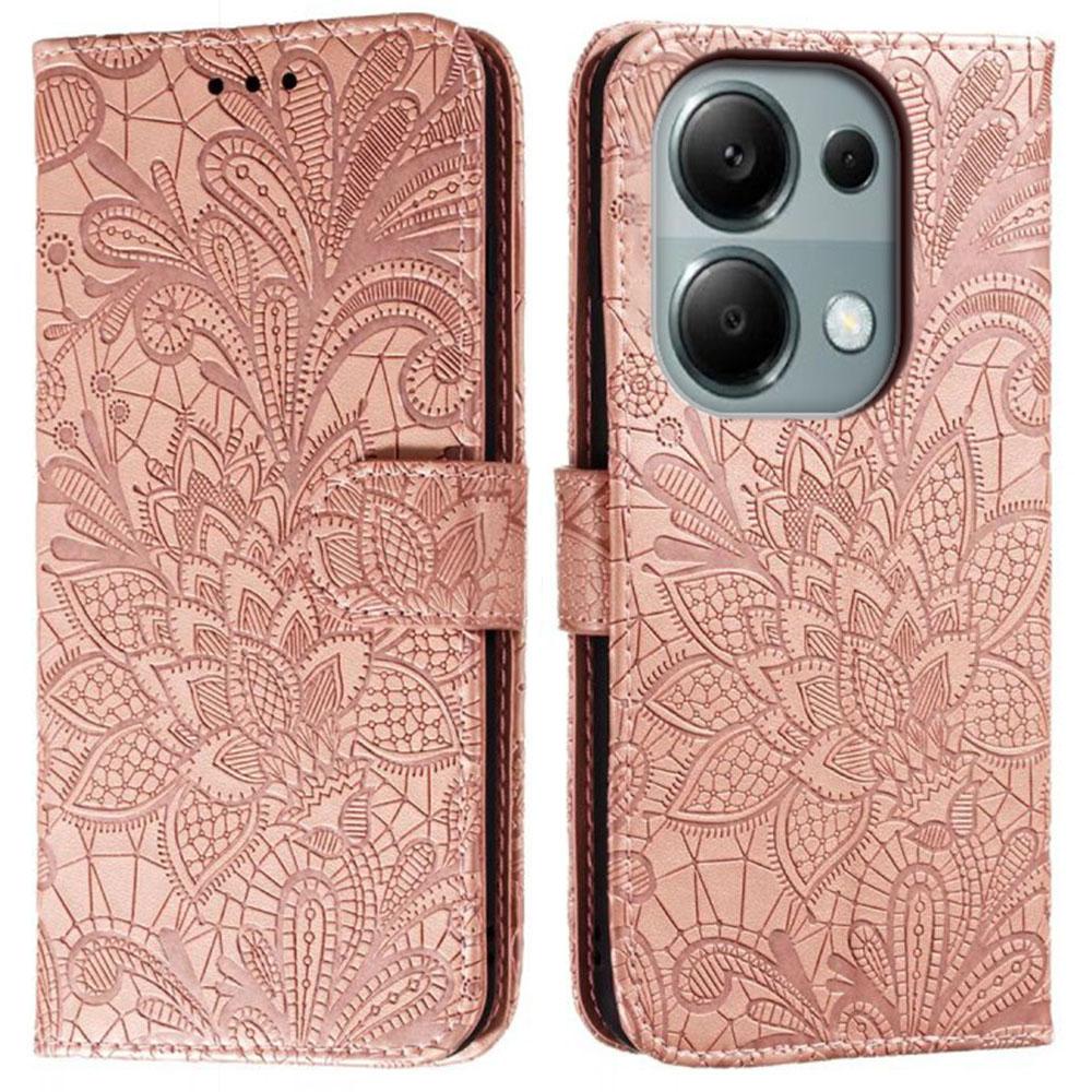 For Xiaomi Redmi Note 13 Pro 4G/Poco M6 Pro 4G Case Lace Flowers PU Leather Flip Wallet Phone Cover