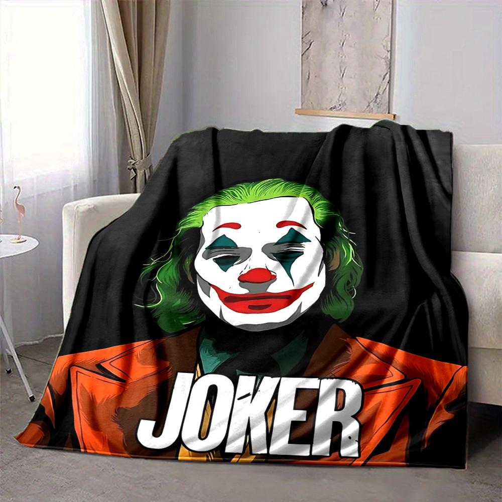 1pc Joker Clown Flannel Throw Blanket Lightweight Soft Warm All Season Blanket for Sofa, Bed, Travel,L1028106 80x120cm