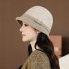 In The Elderly Autumn and Winter Bucket Hat Female British Style Top Hat Warm Woolen Bucket Hat Fashion Basin Hat
