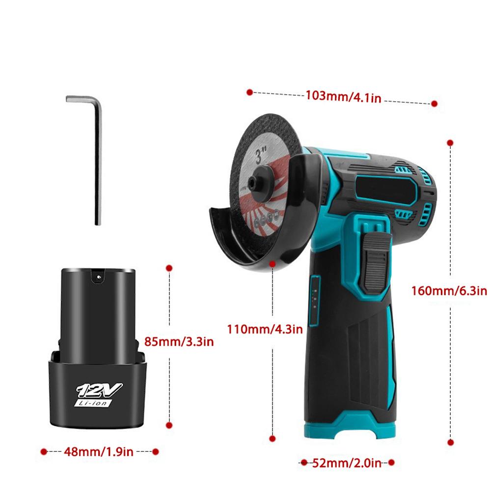 12V Mini Angle Grinder 19500rpm Household Rechargeable Cutting Machine Polishing Machine Electric Hand Grinder Polishing Machine
