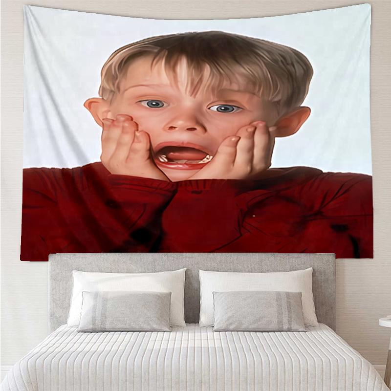 Home-Alone Print Tapestry, Backdrop, Easy Setup, Ideal for Bedroom, Office & Living Room, with Aesthetic Wall Hanging Decor.