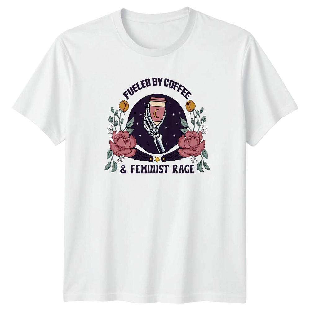 Fueled By Coffee Feminist Unisexs TShirt Witchy Floral Feminist Coffee S
