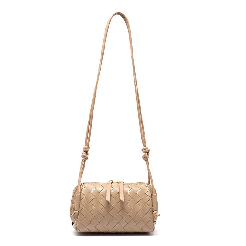 Woven Leather Crossbody Bag Women Small Pillow Shape Shoulder With Phone Pocket