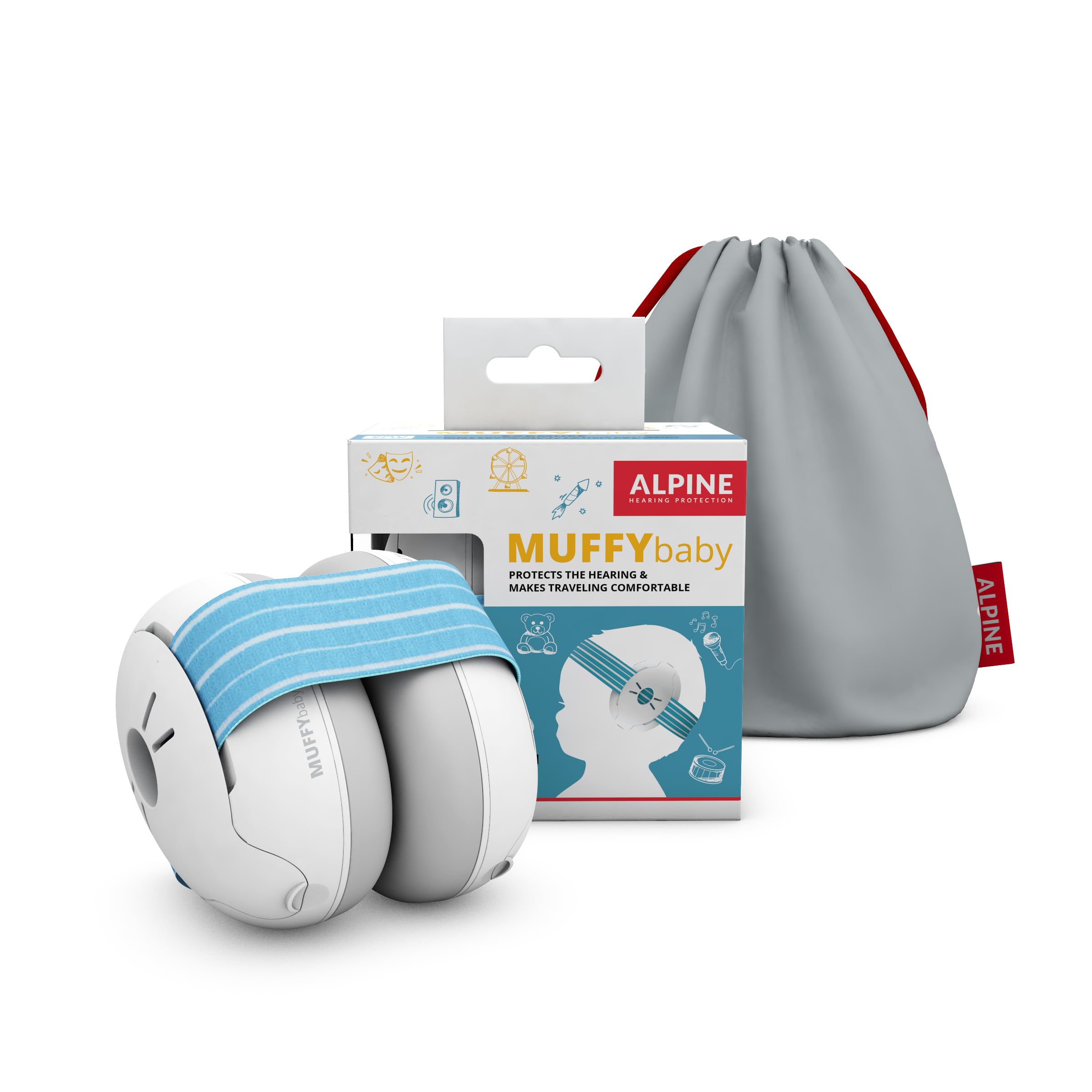 

ALPINE HEARING PROTECTION MUFFY BABY CLASSIC BLU Earmuffs with and Noise Reduction for Blue Headband, Soundproofing, Babies, синий