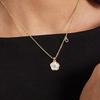 18K Gold and White Mother Shell Lucky Grass Necklace, Five-petaled Flower Cloud Bracelet, Natural Shell Zircon Pendant.
