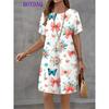 Vestito da Donna Stampa Farfalla Manica Corta Scollo a O Vestiti Moda Casual Harajuku Estate Autunno 2025 Abbigliamento da Festa Donna