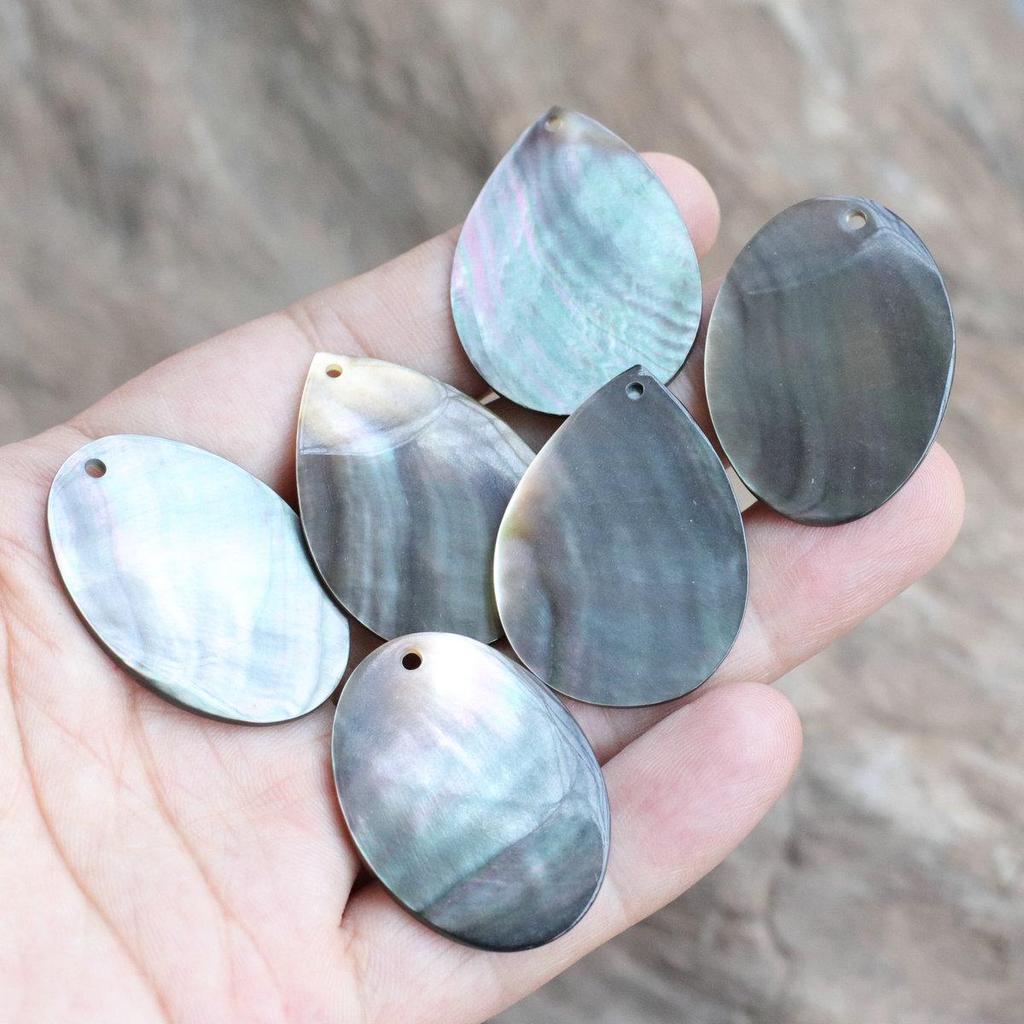 25x35mm Black Mother of Pearl Shell Oval Water Drop Bead for Handmade Jewelry Accessories DIY.