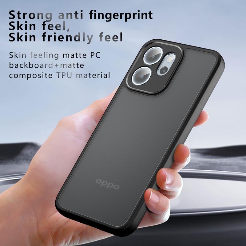 For OPPO Reno 14F Case Shockproof Frosted Skin Feel Matte PC+TPU Anti-fingerprint Transparent Cover for Reno14 F