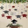 Cheerland 2026 Burgundy Graduation Decorations Black and Maroon Graudation Garland Congrats Grad Banner Cap Grad Party Decor Prom Decoration Silver