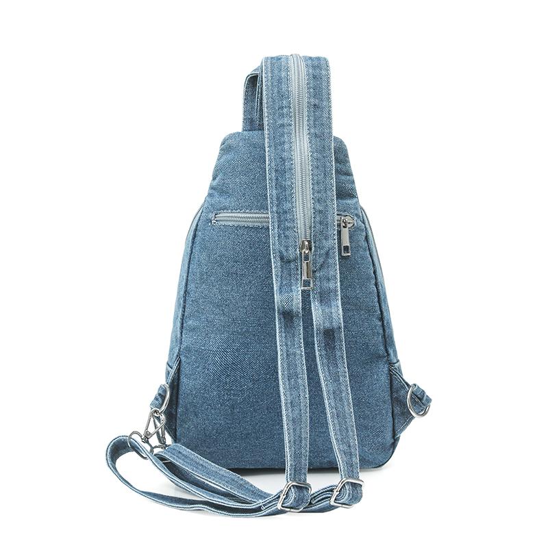 Zaino Borsa a Tracolla da Donna Borsa da Petto Multiuso Zaino in Denim All-match