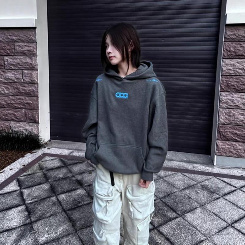 Womens Oversized Hooded Sweatshirt With 3D Letter Embroidery Loose Fit Streetwear Winter 2025