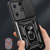 For TECNO Spark 10 Pro PC+TPU Anti-Scratch Phone Case Slide Lens Protection Kickstand Cover