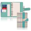 SHOP System Notebook B6 Size Checkered Pattern 4 Types of Refills Included Pocket Pen Holder OF410 MT's 6-Ring (Mint Green)