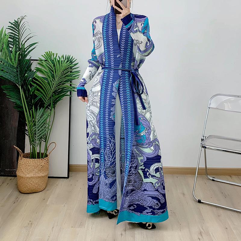 2024 Elegant Middle Eastern Muslim Cardigan Dress with Belt: Trendy Long Robe