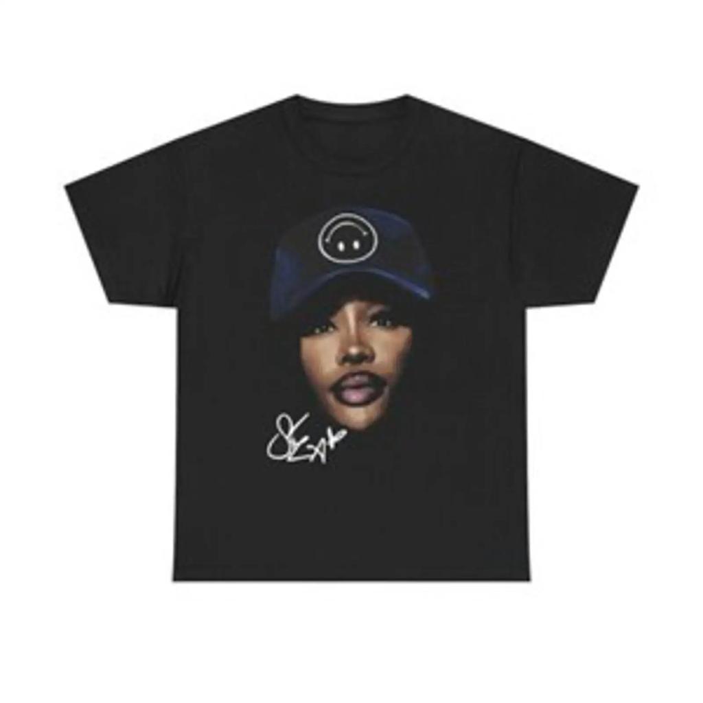 Unisex-T-Shirt aus schwarzer Baumwolle Alle Größen Sza Single Vintage Bequem Grafik Lässig Unisex