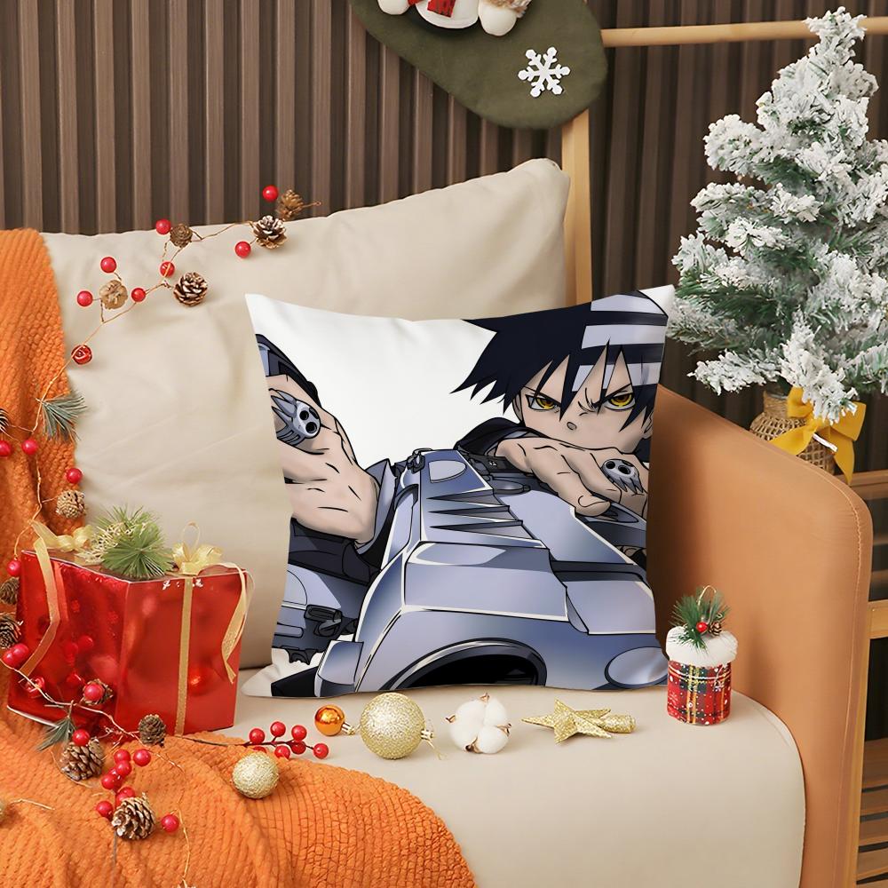 Hot Anime S-Soul EaterS Pillow Case Anti-dustmite Pillow Invisible zipper silky short plush Sofa cushion cover