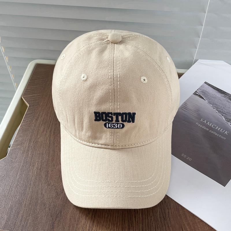 BOSTON Embroidered Baseball Hat for Men and Women, Four Seasons Soft Duck Tongue Hat, Travel, Hiking, Outdoor