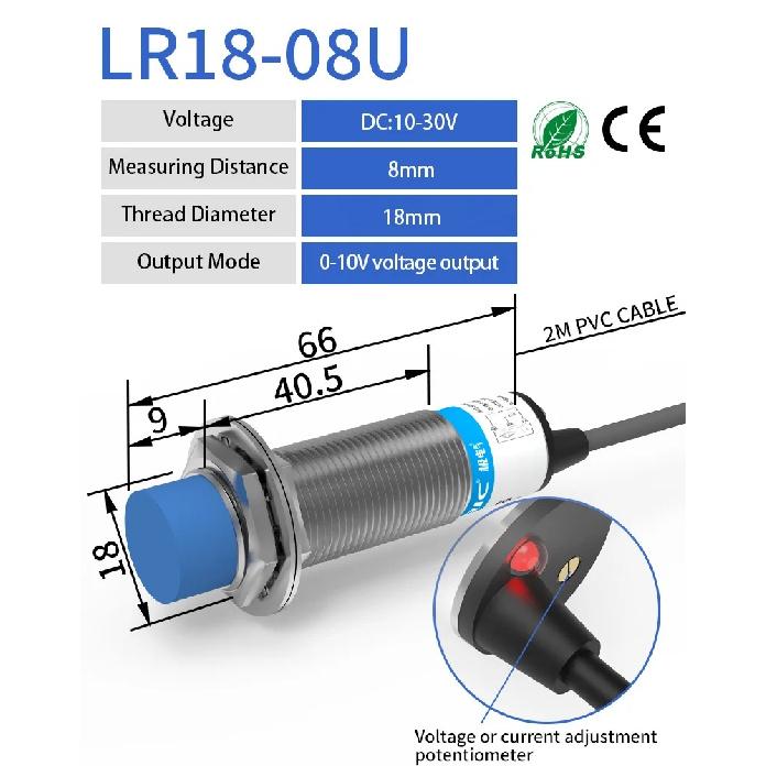 GTRIC Analoger Linearer Weg Näherungssensor M12 M18 M30 0-10V Spannung oder 4-20mA Stromausgang Induktiver Schalter