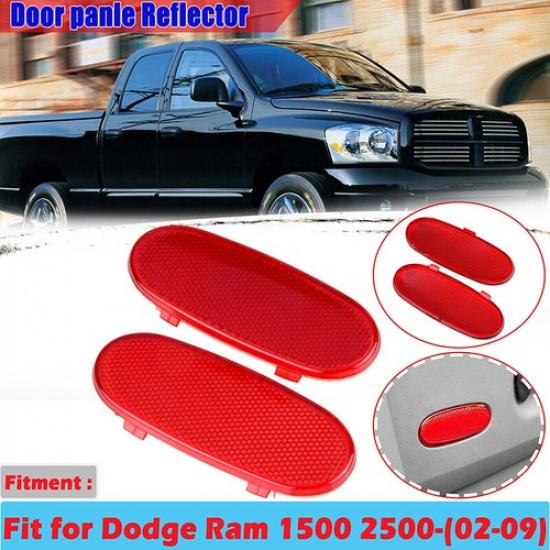 Car Front Door Panel Reflector Light Cover Red For Dodge Ram 1500 2500 3500 PAIR