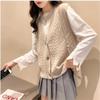 Spring and Autumn Vest V-neck Vest Knitted Waistcoat Loose Sleeveless Sweater