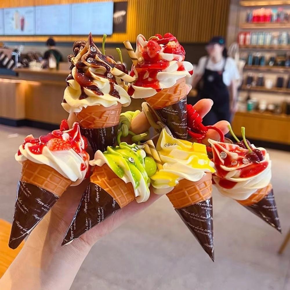Cute Cartoon Ice Cream Keychain Food Shaped Backpack Pendant New Dessert Keychain Party