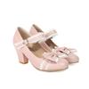 Autumn New Women's High Heels Sweet Lace Bow Princess Fashion Party Shoes Buckle Thick Heels Ladies Wedding Pumps Size 32-48