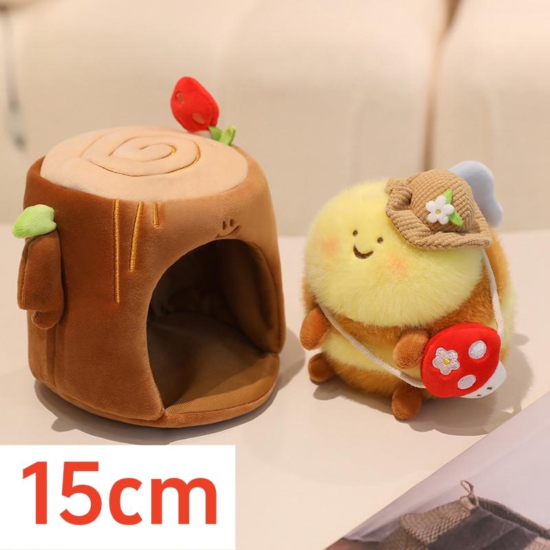 Cartoon Bee Hiding in Tree House Plush Toys Pendant Stuffed Foxtail Grass Bee Soft Tree Hole Plush Doll Pillow Birthday Gifts
