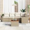 Ensemble de canapé de jardin 6 pièces avec coussins beige poly rattan acacia, Canapé de jardin 2 places avec rangement 3356125