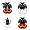 Retro Farmhouse Home Accents Halloween Wooden Door Hanging Sign, Black Cat Bat Pumpkin Wall Plaque with Wings Party Decoration Jute Rope, Front Porch