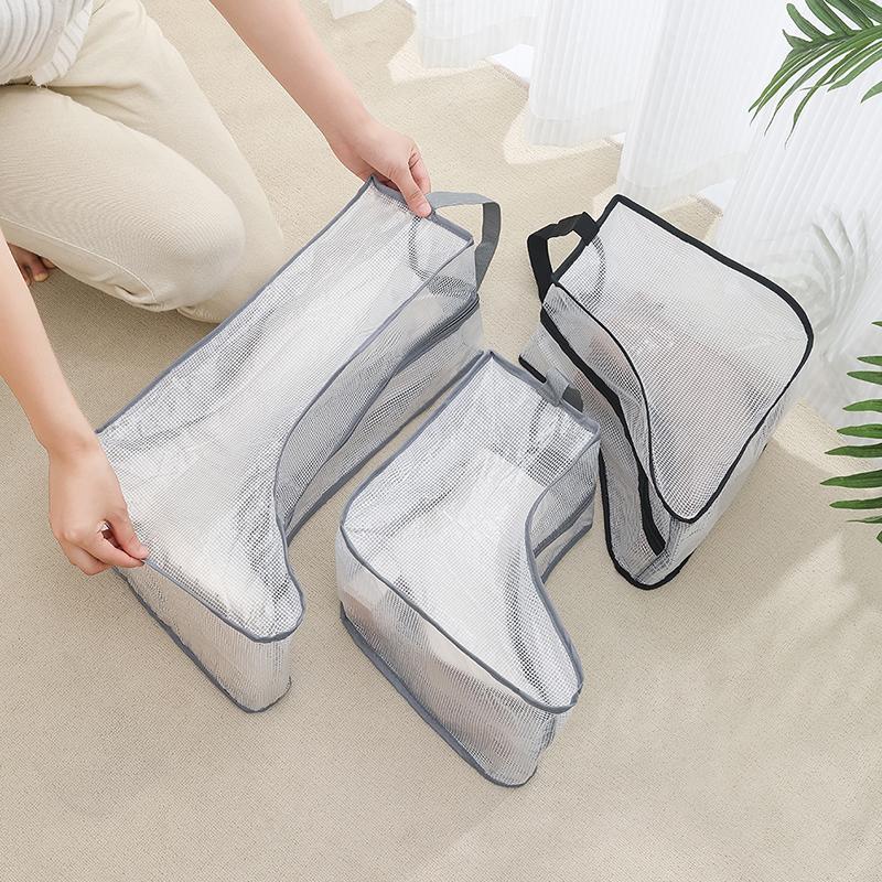 Boot Storage Bag Waterproof Dustproof Transparent Shoes Protection Bag Zippered Portable Boots Pocket Household Travel Storage