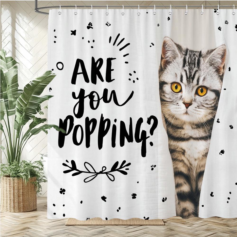 3d Shower Curtain Cute cat Printed Polyester fabric Bathroom Curtain cartoon Bath Screen Home Decoration Curtain